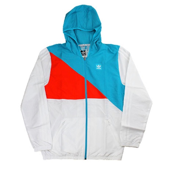 ADIDAS Courtside Windbreaker Jacket - White/Energy Blue - Men’s Small - Like New - Picture 7 of 7